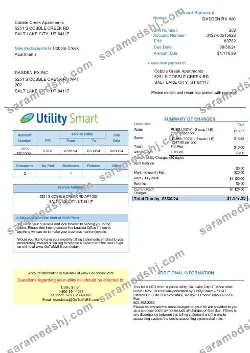 UNITED KINGDOM UTILITY SMART business utility bill Word and PDF template